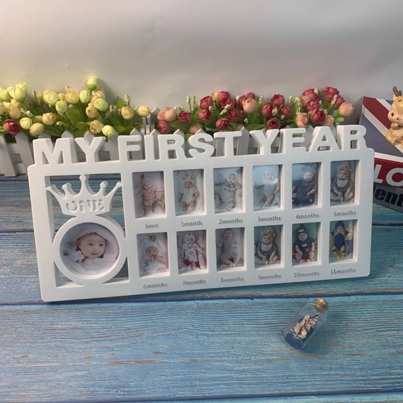 

My First Year Baby Keepsake Frame 0-12 Months Pictures Photo Frame Souvenirs Kids Growing Memory Gifts