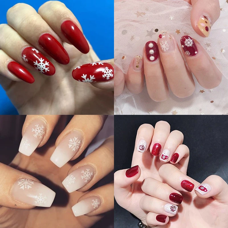 Рождественские подарки стикер для дизайна ногтей Золотой Серебряный Снеговик