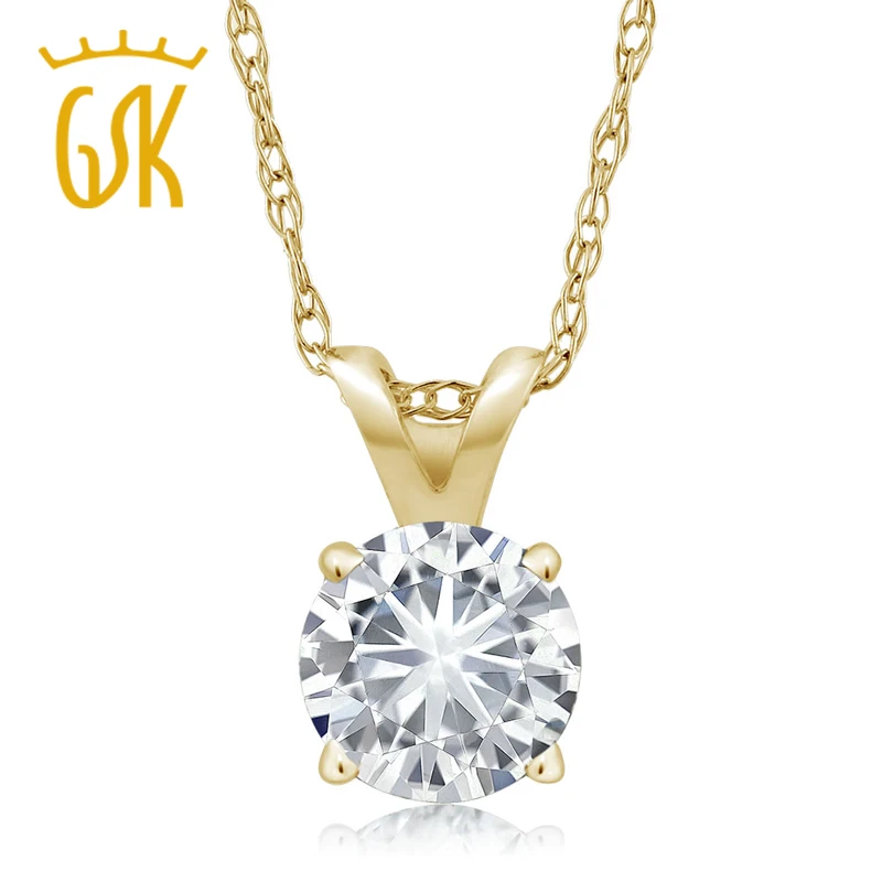 Charles &amp Colvard 4 5 мм VG Moissanite 0 30 CT 14k желтое золото подвеска в виде пасьянса круглая