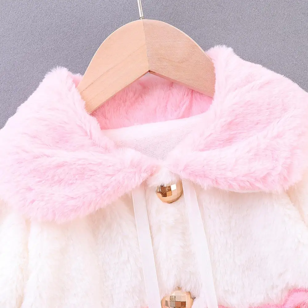 Новый стиль одежда для маленьких девочек милое флисовое меховое зимнее теплое