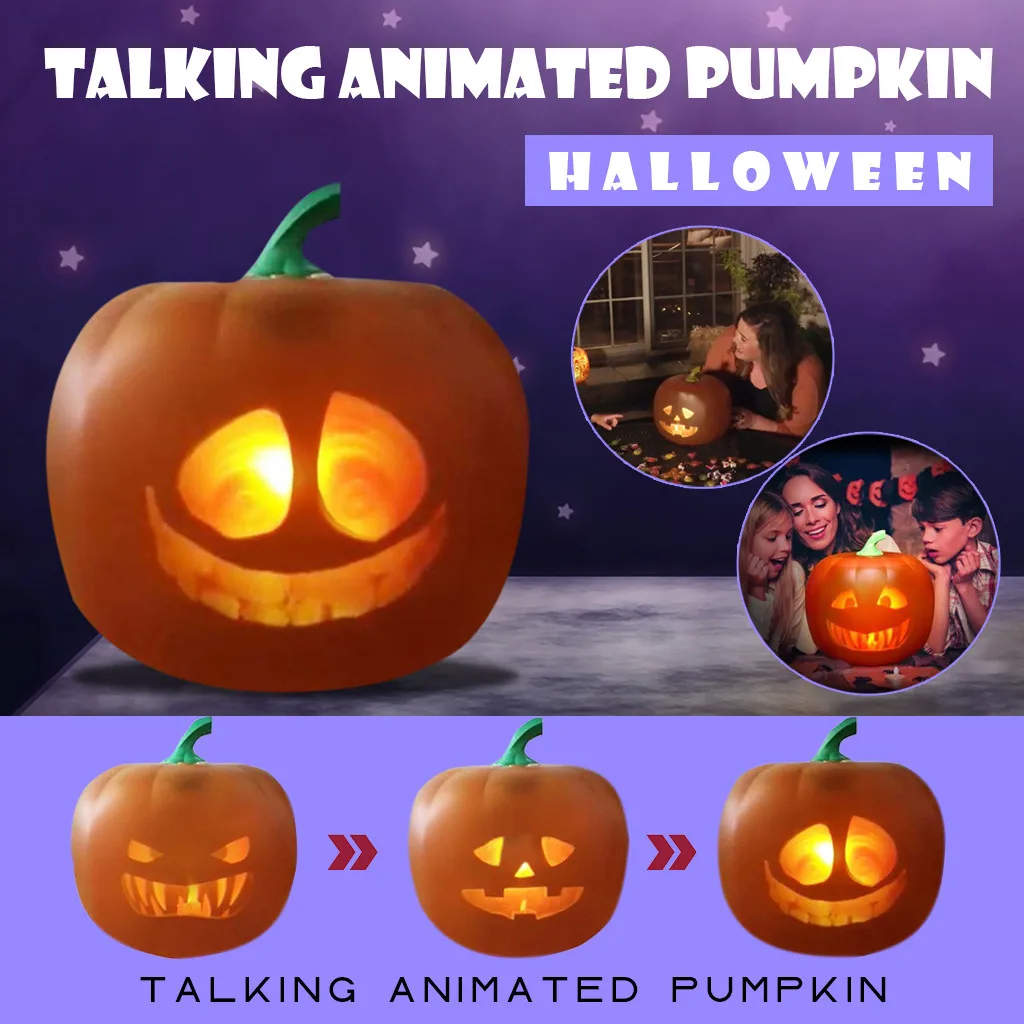 

Halloween Electric Pumpkin Projection Lamp Toy Halloween Talking Animated Pumpkin with Built-In Projector & Speaker 3-In-1 AD