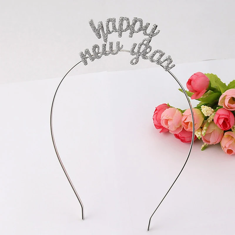1pc Happy New Year Tiara Crown Headband Shimmering Powder Decoration Thank You All The Way To Have Home Decorate Gifts|Украшения