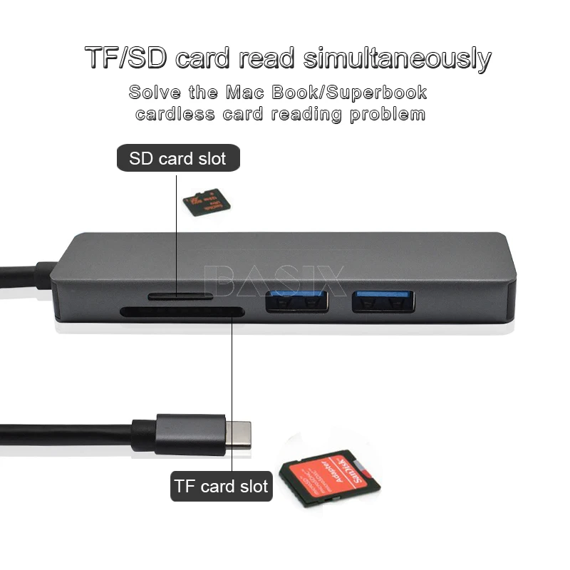 USB концентратор Basix типа C на Multi 3 0 HDMI адаптер док станция для MacBook Pro Huawei Mate 30 1