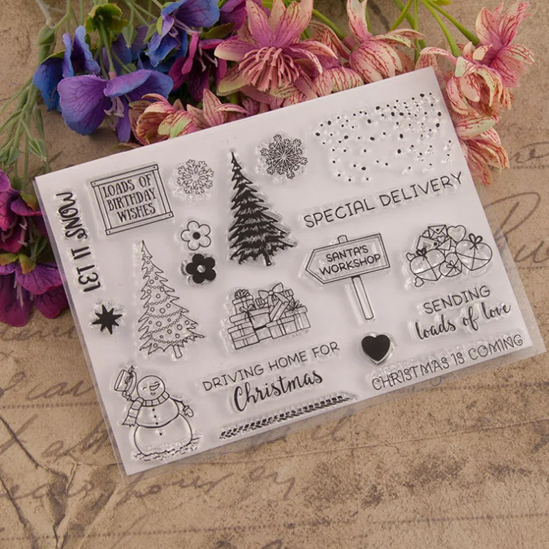 Рождественский прозрачный штамп для поздравительных открыток Скрапбукинг |