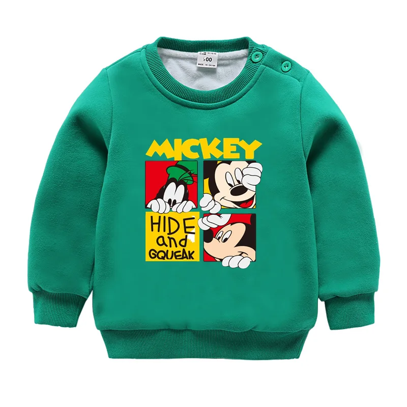 fleece top-7 Детская одежда; коллекция года; сезон осень-зима; комплект утепленной одежды из флиса для девочек и мальчиков; топы с длинными рукавами и штаны с принтом Микки и Минни - Цвет: fleece top-7