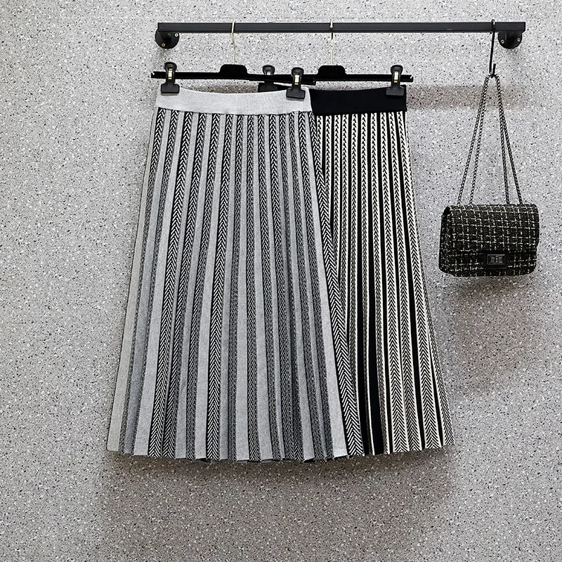 

Женская плиссированная юбка-трапеция, черная длинная юбка-макси с эластичной талией, осень 2021