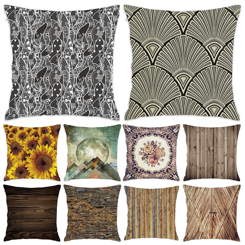 

[Douladou]Vintage Geometric Cushion Cover Polyester Cushion Case Sofa Bed Decorative Pillowcase Kussensloop Almohada 45x45CM