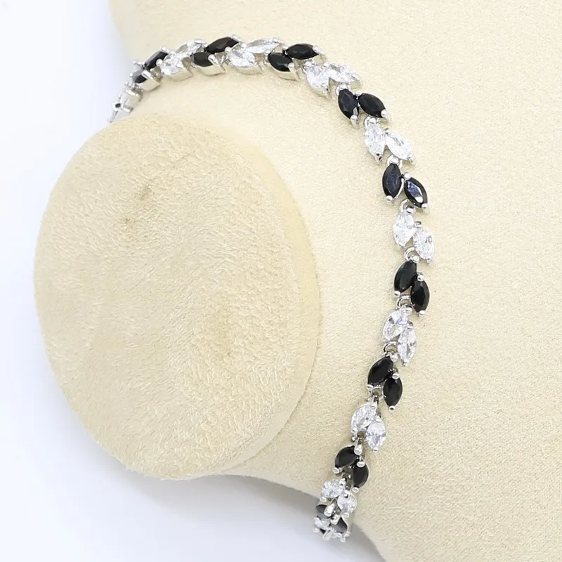 Черный белый цвет Циркон 925 серебряные свадебные горный хрусталь набор украшений