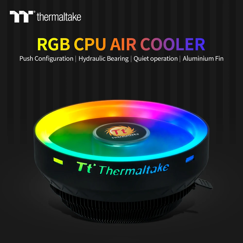 

Воздушный охладитель ЦП Thermaltake RGB, конфигурация Push/гидравлический подшипник/алюминиевый ребро/довольно эффективный для Intel/AMD статического ...