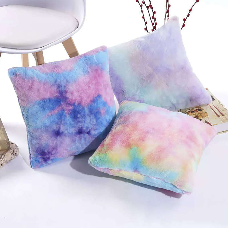 

1PC Pillow Cover For Sofa Seat Tie dye Plush Creative Soft Cushion Case High Quality
