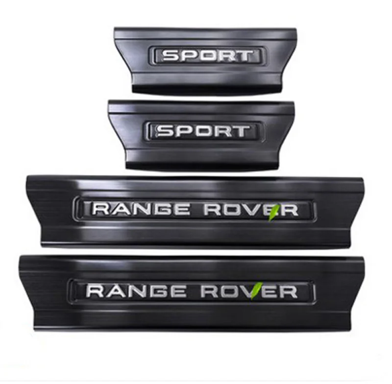 Нержавеющая сталь порога Накладка порога пороги для Range Rover Sport- автомобиль Добро пожаловать педали 4 шт./компл - Название цвета: Black