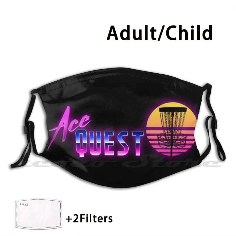 

Ace Quest Mask Cloth Washable DIY Filter Pm2.5 Adult Kids Discgolf Disc Golf Frolf Sports Retro 80s