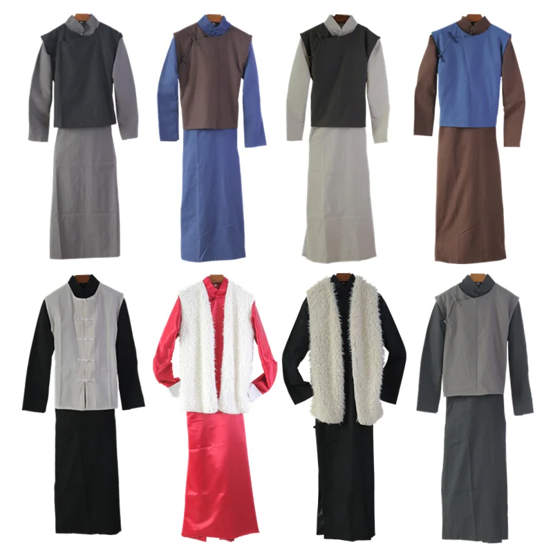 Традиционный халат династии МинГо Цин + жилет костюм одежда экономки платье в