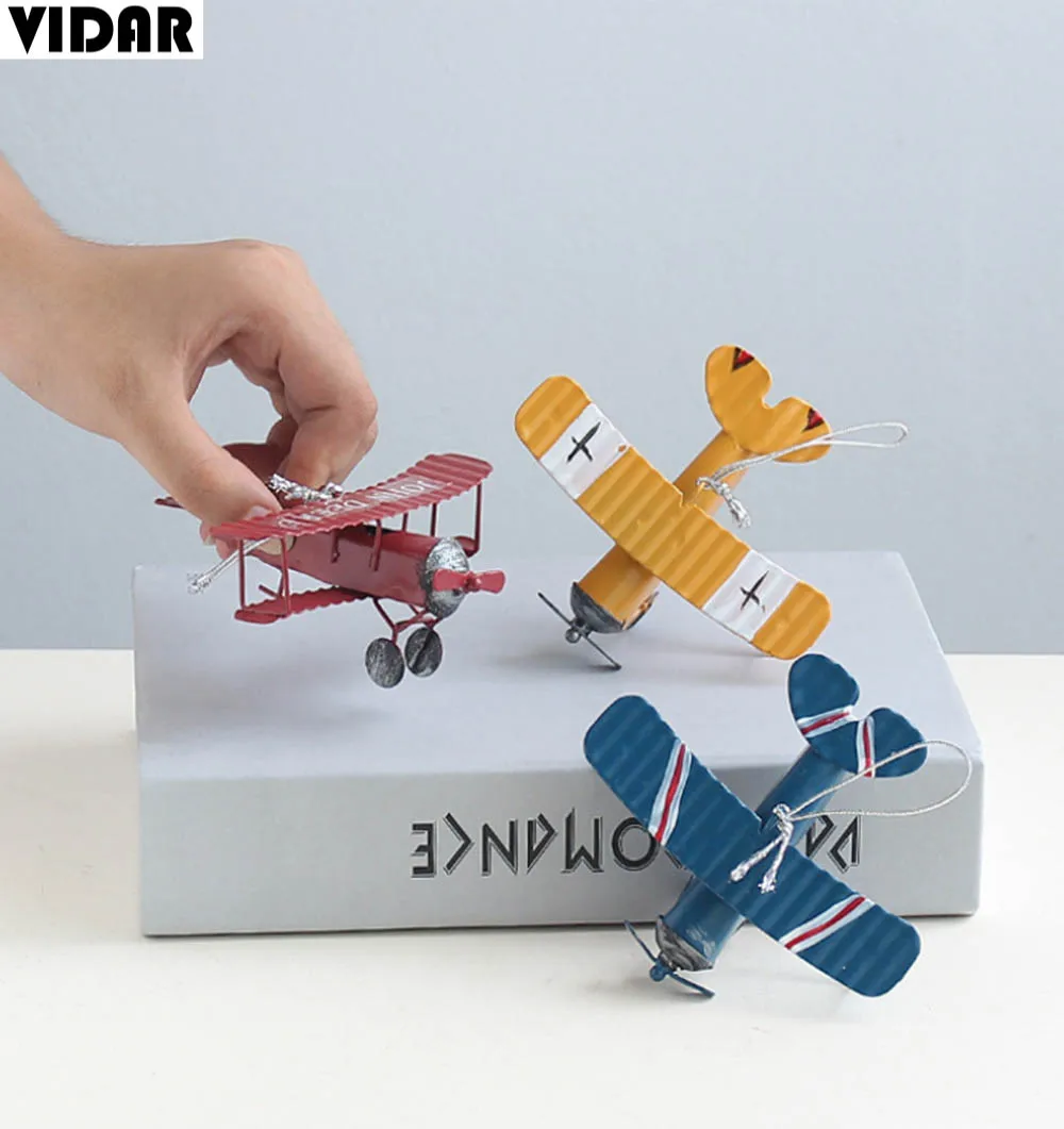VIDAR Железный ретро самолет фигурки металлический модель винтажный планер биплан