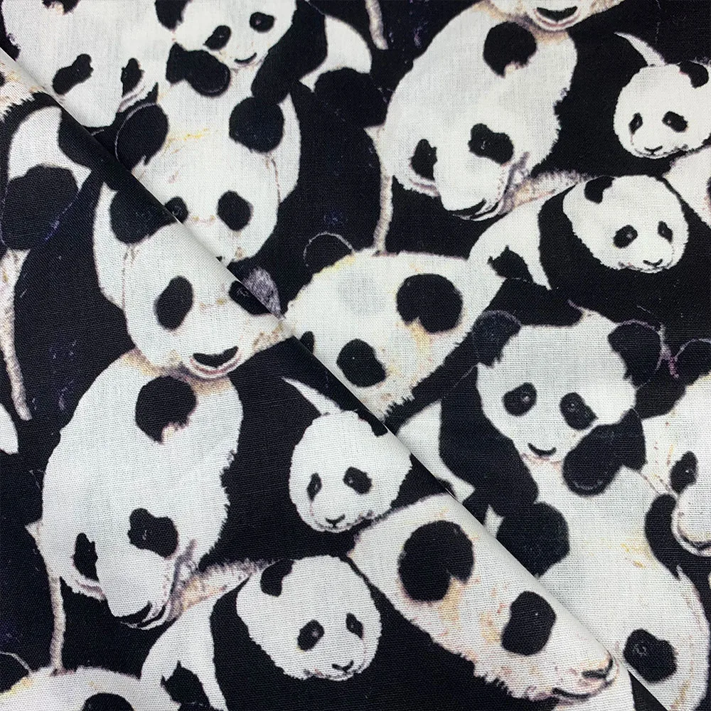 

Lovely 110cm Width 100% Cotton Fabric Sewing Children Clothing Dress Black/White Fabric Cute Panda Printed Fabric Printed DIY