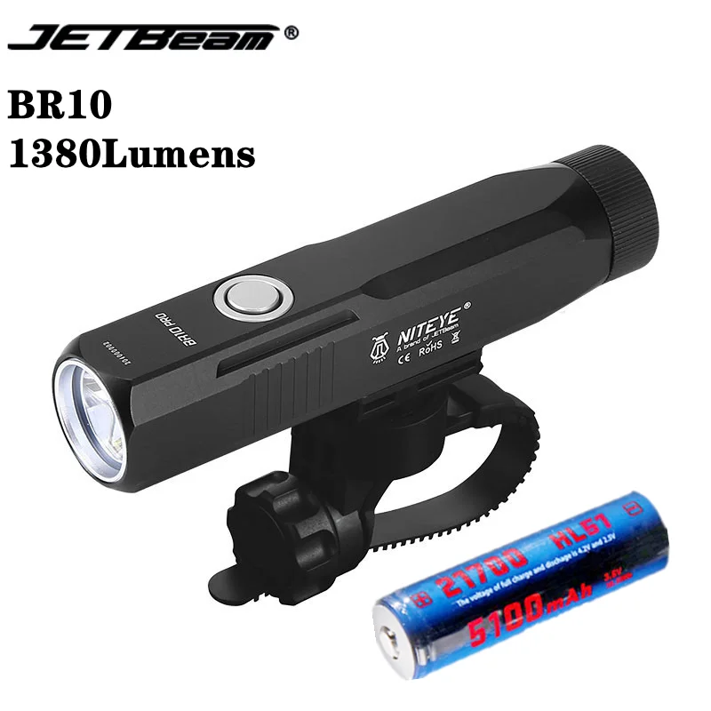 JETBeam BR10 PRO Bike Light 1380Lumens USB Rechargeable 360° Rotatable Beam With 5100mAh Battery Cycing Flashlight