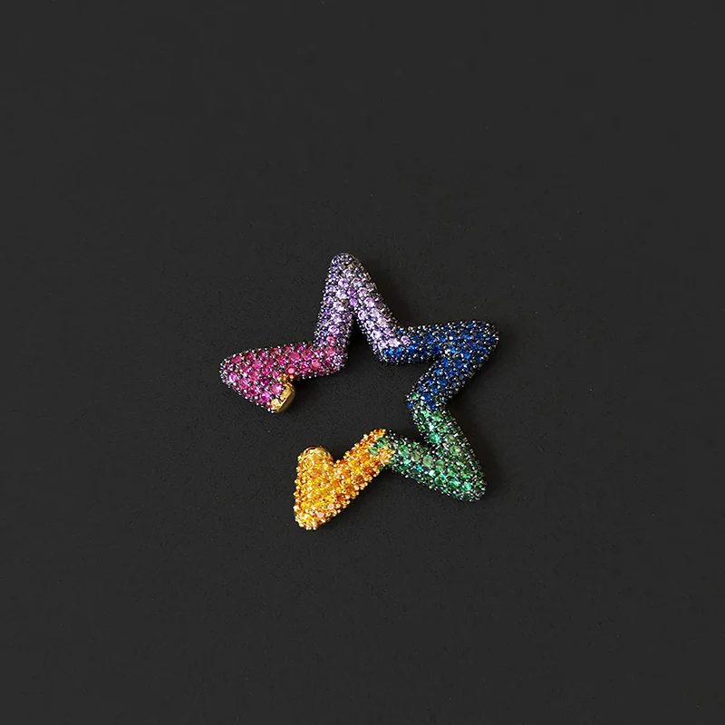 

S925 Sterling Silver New Colorful Heart-shaped Earrings Female Fashion Personality Star Ear Clip Sweet Romantic Style Jewelry