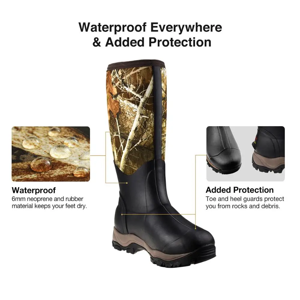 TideWe охотничьи ботинки с изоляцией 400 г водонепроницаемые прочные 40 см высотой 6 мм