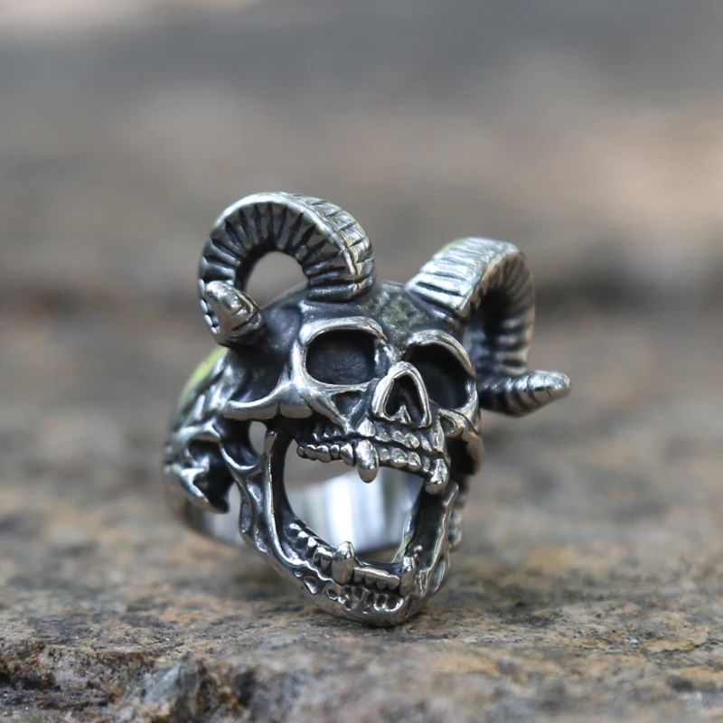 Винтажное готическое кольцо в виде черепа из нержавеющей стали|Кольца| |