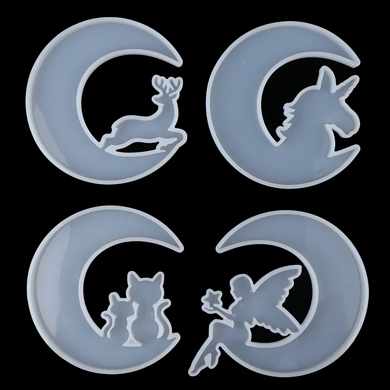 

Animal Moon Casting Silicone Mould Angel Moon Silicone Mold Resin Crystal Epoxy Mold For Resin Decoration Making Tool DIY Crafts