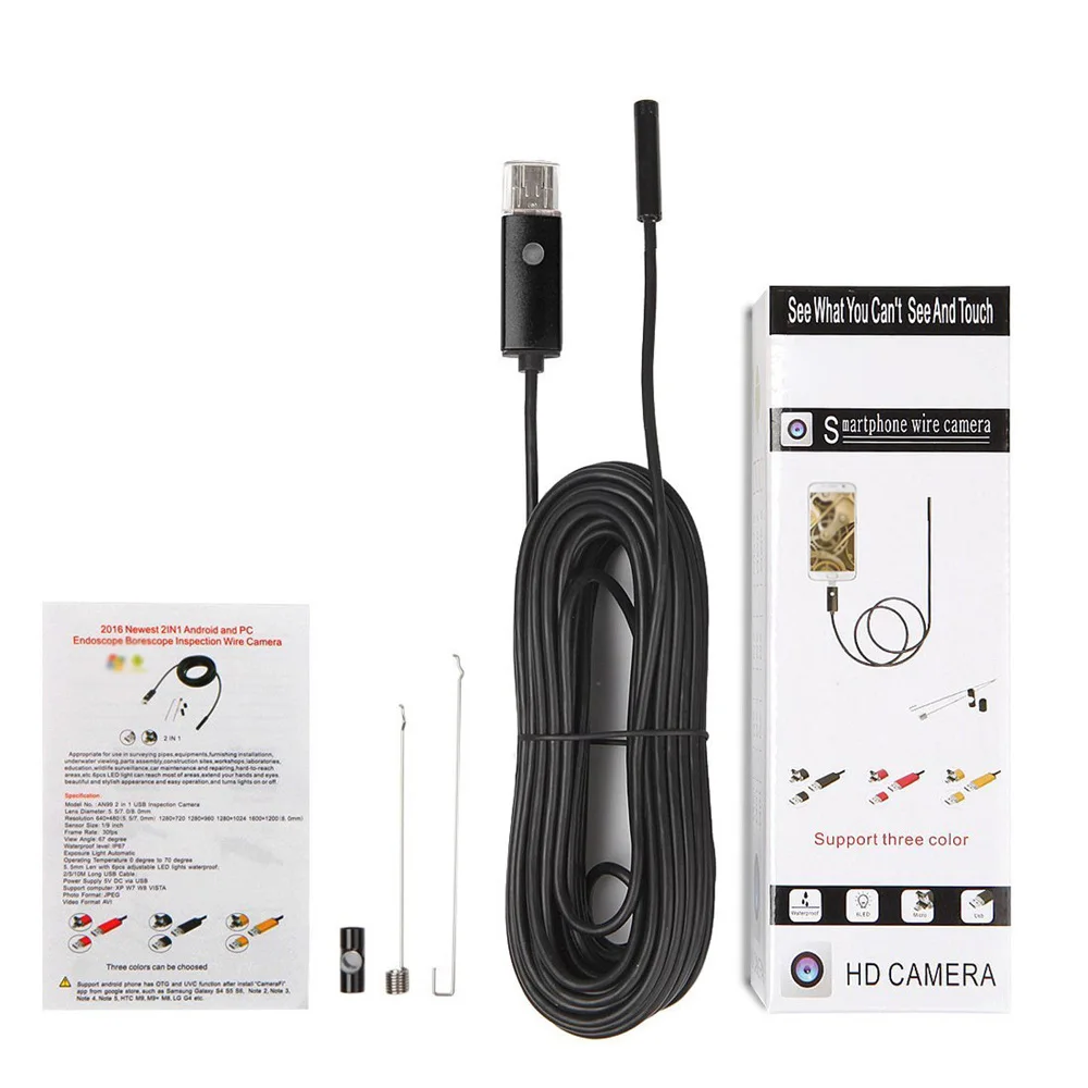 7 мм эндоскоп камера Гибкая IP67 водонепроницаемый микро USB инспекционный бороскоп