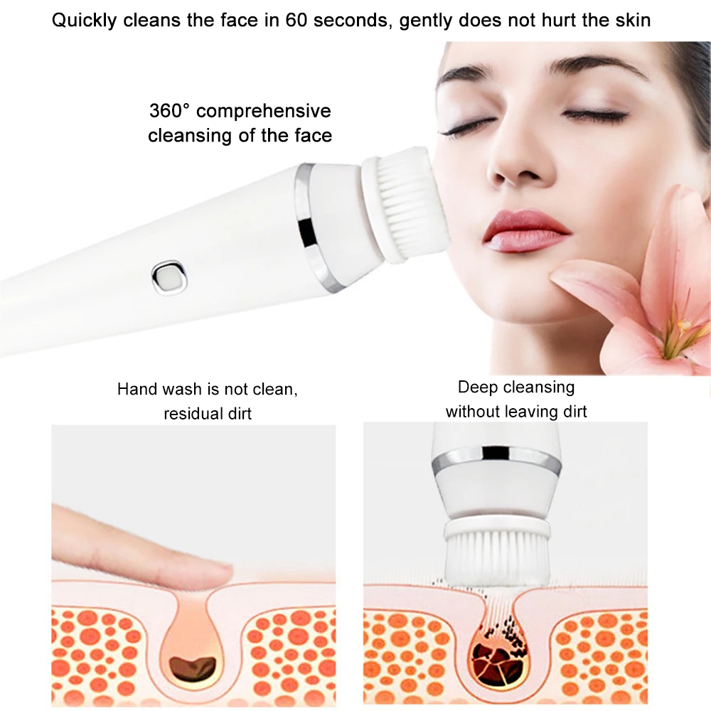 

3 In 1 Facial Cleaning Brush Pore Cleaner Electric Face Massage Washing Machine New Charging Beauty Instrument Face Care Tools