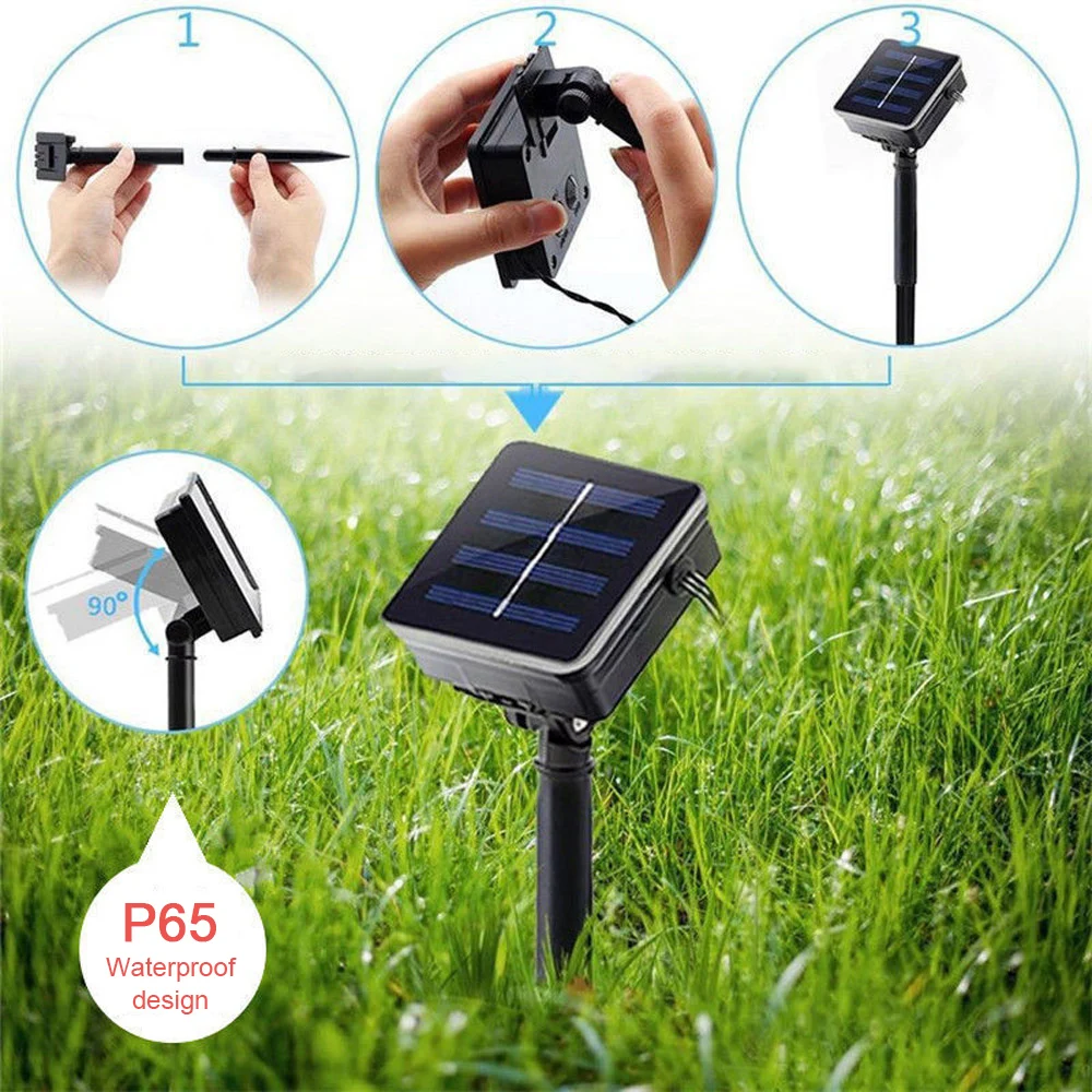 100/200 светодиоды Солнечная веревка строка светильник сада украшения на открытом