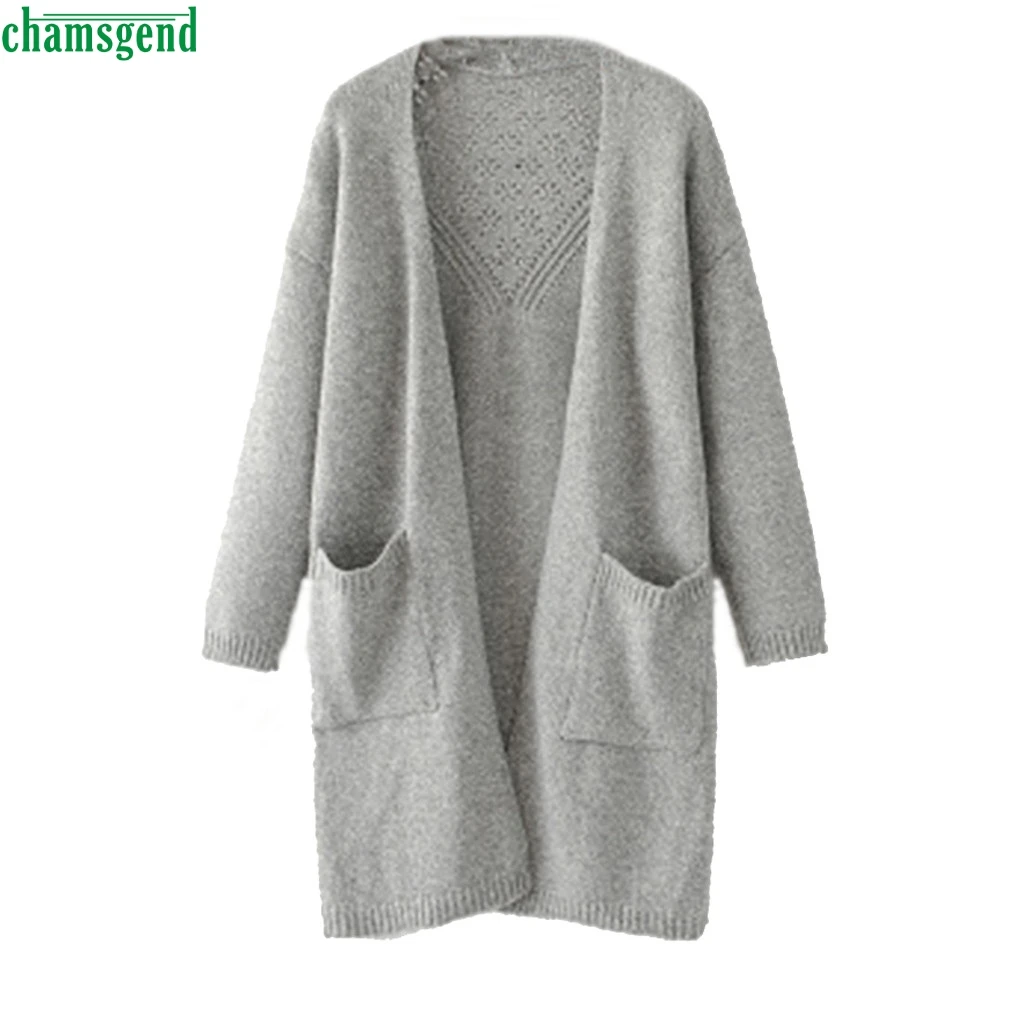 Женский теплый шерстяной кардиган Chamsgend большие размеры однотонный модный