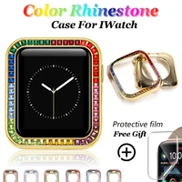 diamond watch case for apple watch 44mm 40mm 38mm 42mm colorful rhinestone metal bumper for iwatch series 6 se 5 4 crystal cover