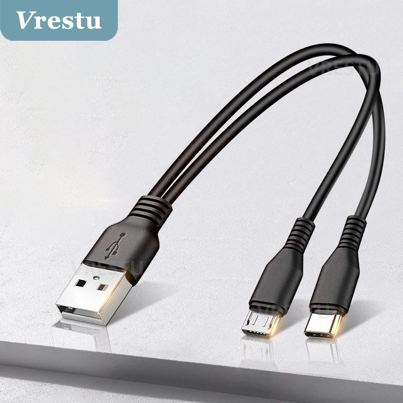 

Mini 2 in 1 USB Type C Micro USB C USB Splitter Charging Cable for 2 Devices Fast Charger Cord for Android Mobilephone Tipe Wire