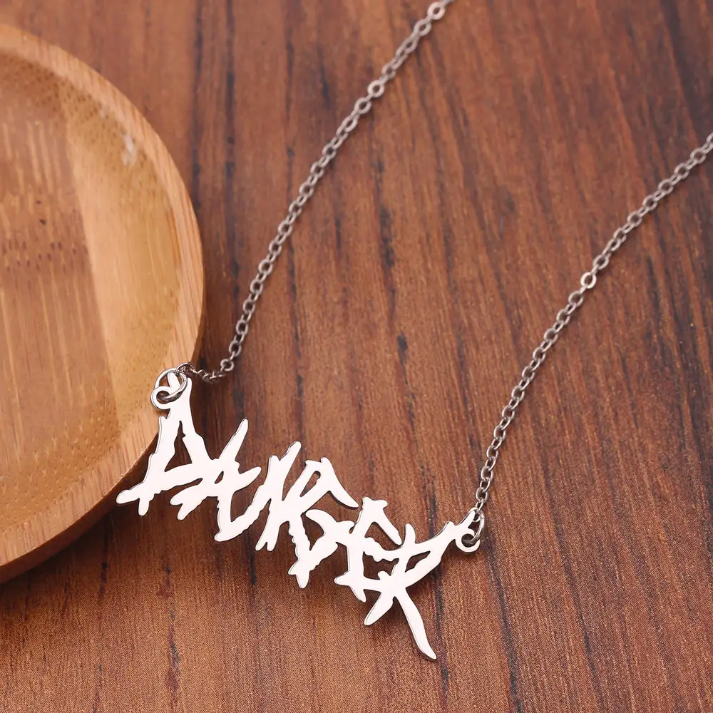 Хип хоп Anomaly шрифт Ожерелье Серебро Цвет Панк рок украшения мода для мужчин и