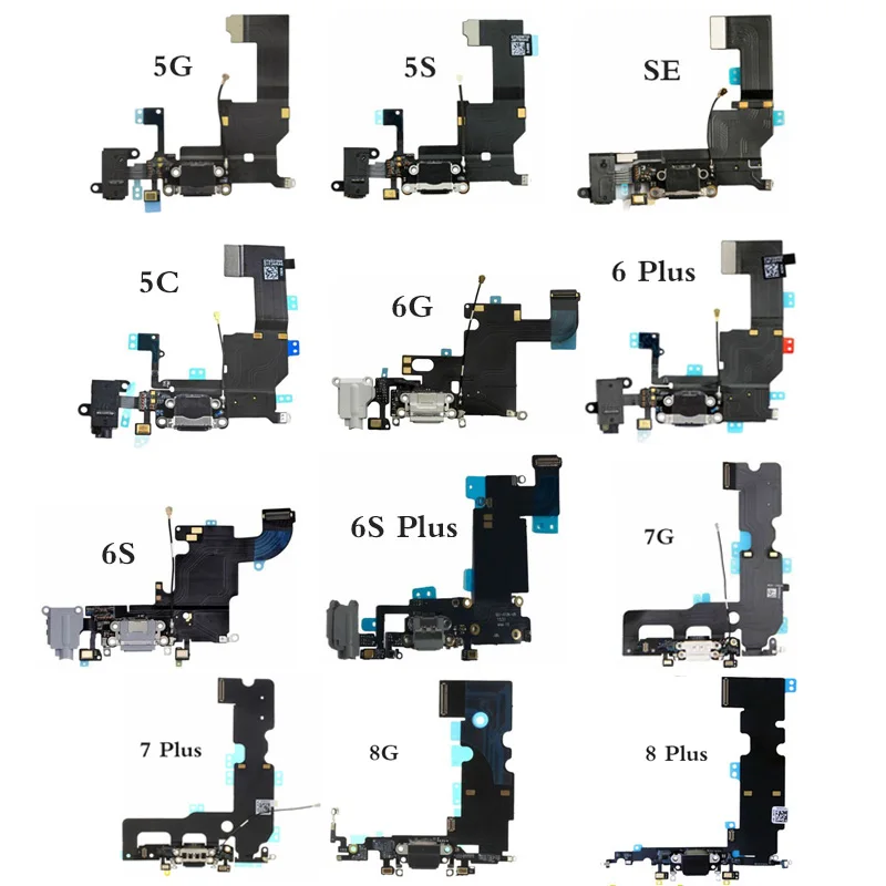 

High Quality Charging Port Flex Cable For iPhone 6 7 8 Plus USB Flexible Charger Dock Connector With Microphone And Audio Jack
