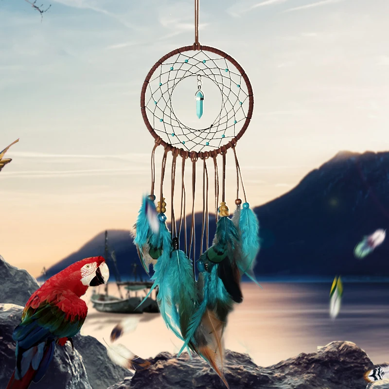 

Handmade Home Decor Dream Catcher Feather Hanging Net Wall Decor Wedding Car Bedroom Decoration Creative Gift Craft Art Ornament