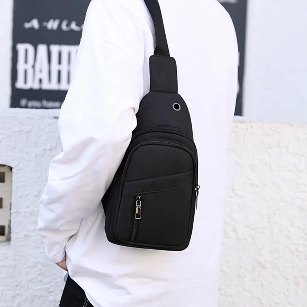 

Men Cycling Sports Adjustable Strap Lightweight Zipper Large Capacity Solid Multi Pockets Fashion Soft Cross Body Chest Bag