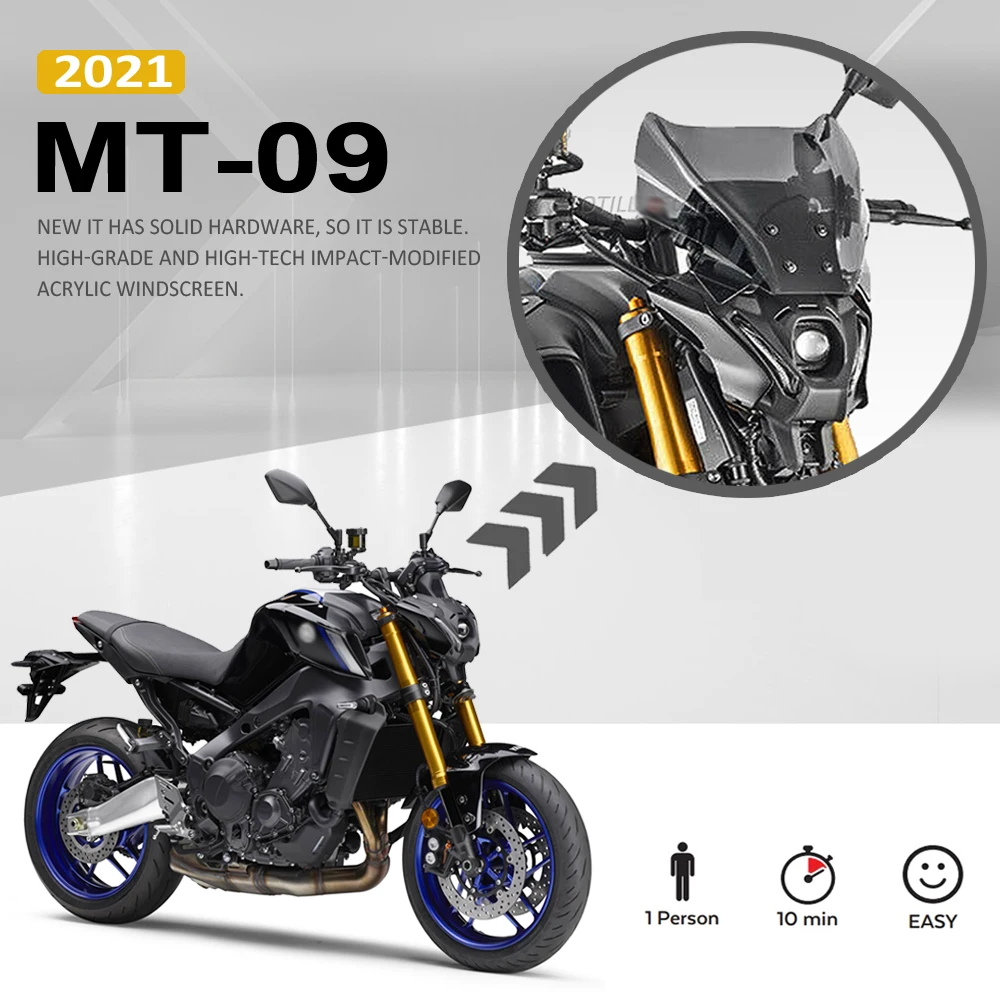 

New For YAMAHA MT09 MT-09 /SP 2021- Motorcycle Accessories Windshield Windscreen Wind Shield Deflectore 3 Color