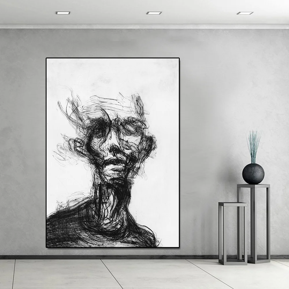 

Canvas Paintings Posters Abstract Figure Line Old Man Wall Painting for Living Room Decor Wall Art Pictures No Frame