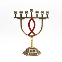 menorah seven branch metal holder 12 tribes jerusalem judaica