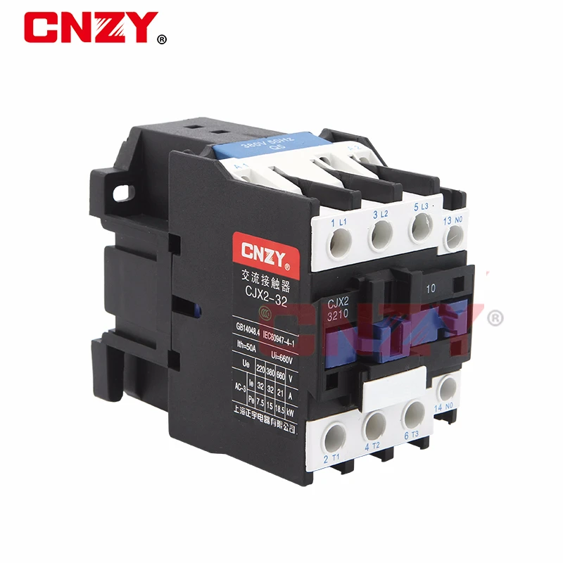 

CJX2-3210 LC1 24VAC 36V 110V 380V 220V Coil Voltage 50A 3 Pole 1NO 35mm DIN Rail AC Contactor