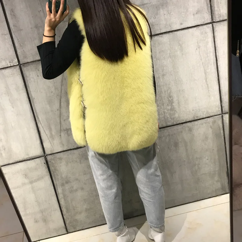 

gilet ladies' women natural real quality fox fur vest