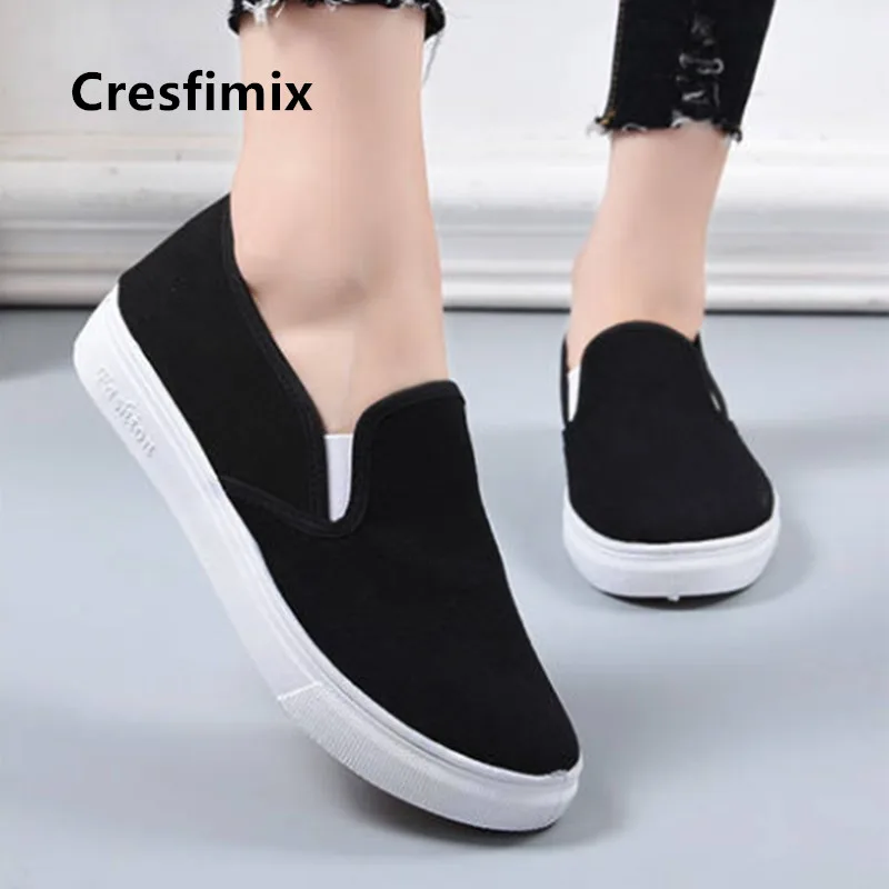 

Лоферы Cresfimix женские классические, легкие повседневные, холщовые, Нескользящие, без застежки, черные, белые, C5711b