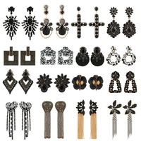 ztech black earrings for women cross punk long tassel round pendant geometric jewelry korean fashion hyperbole vintage bijoux