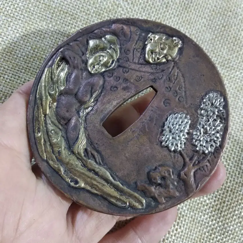 Винтажный прилегающий меч Tsuba аксессуар чистая медь Цуба для японской катаны