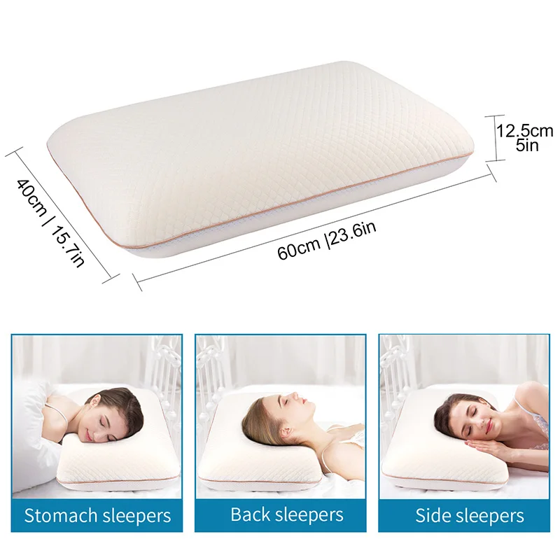 

Power Of Nature Cervical Pillow Slow Rebound Memory Foam Ice Silk Cool Feeling Bread Shape Pillows Rose Gold Rim 70x40x13cm