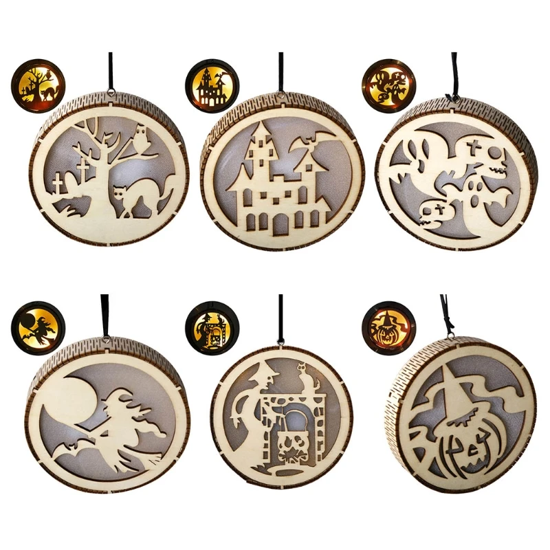 

Пустотелый круглый дом ведьмы эльфа тыквы с привидениями светодиодный подвесной светильник деревянное украшение для Хэллоуина подвесное ...