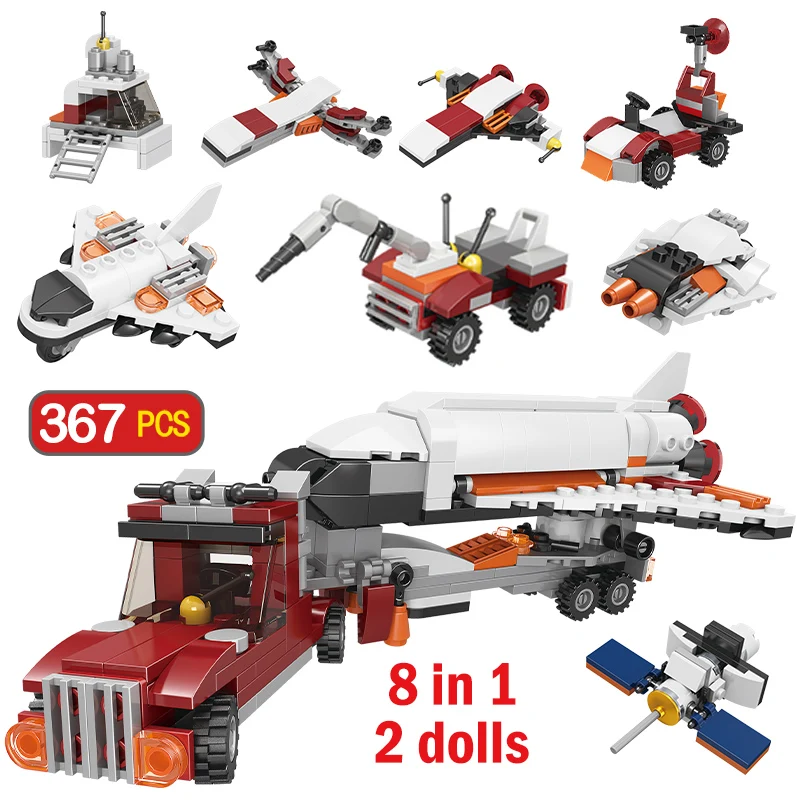 

367pcs City 8 in 1 Technical Space Shuttle Airplane Car Building Blocks DIY Transporter Vehicle Figures Toys For Kids Boys Gifts