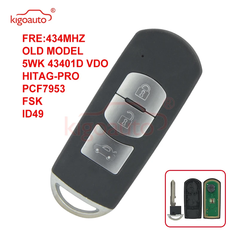 Старая модель Kigoauto HP434 МГц 5WK 43401D VDO смарт ключ с 3 кнопками 434 для Mazda|Ключ от авто| |