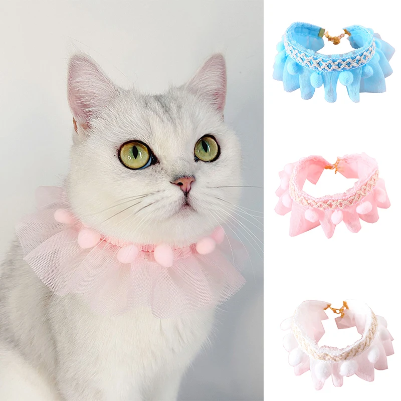 

Cute Lace Princess Cat Collar Pet Necklace Accessories Puppy Chihuahua Kitten Collars with Balls Adjustable Pets Bowtie Gift