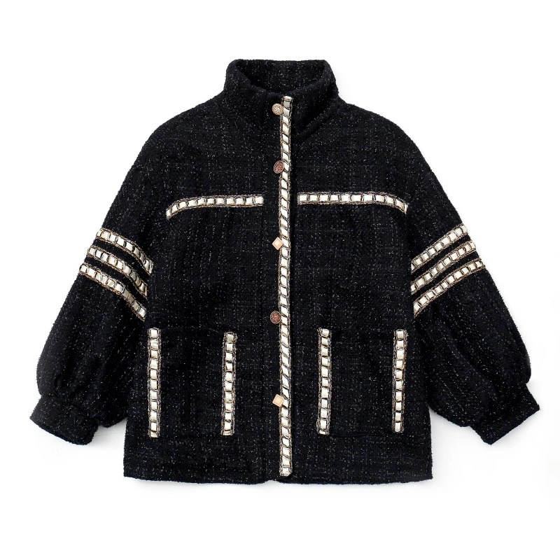 

Overcoat Woolen women autumn winter 2020 new ladies tweed coat loose thick woolen Jacket Elegant Wool Blend Women Parka M170