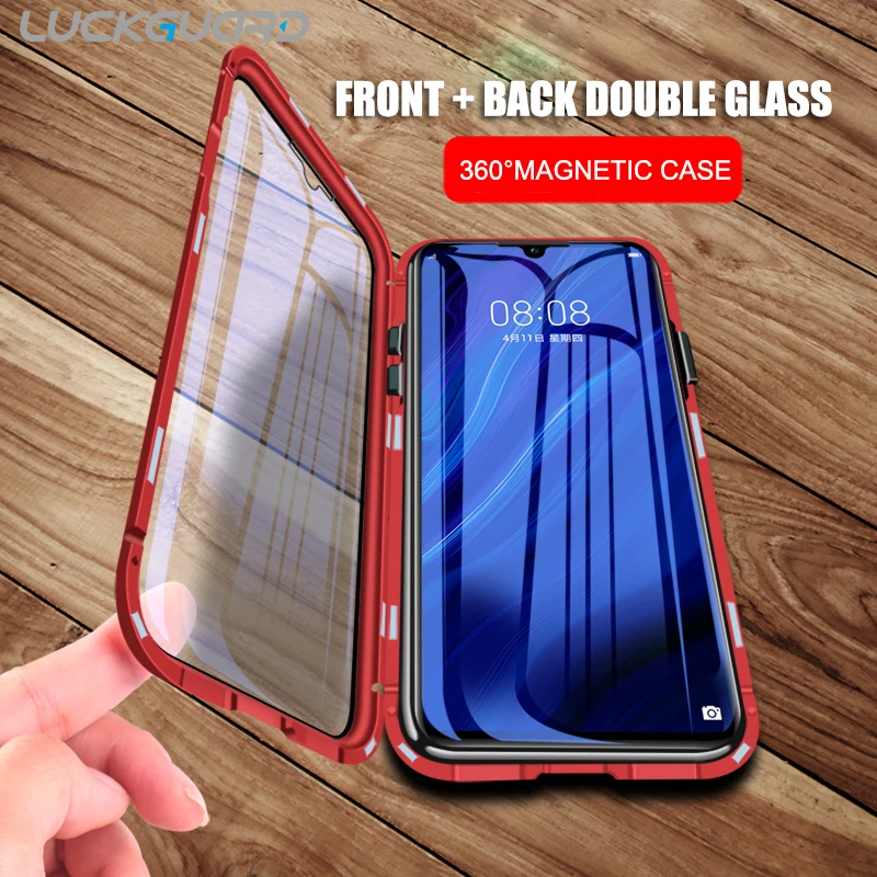 

360 Magnetic Metal Flip Glass Case For Samung Galaxy S8 S9 S10 Plus S20 Ultra Note 8 9 10 A30 A50 M10 M30 A7 A8 Plus Full Cove