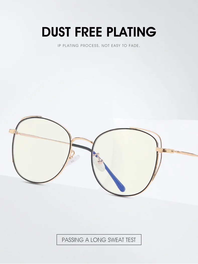 Computer Glasses Frame Eyewear Anti Blue Light Round Cat Eye Glasses Blue Light Glasses Women Anti Radiation Screen Eyeglasses